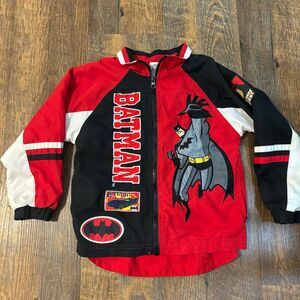 Batman Jacket Size 5 Boys Red Black Dark Knight Vintage
